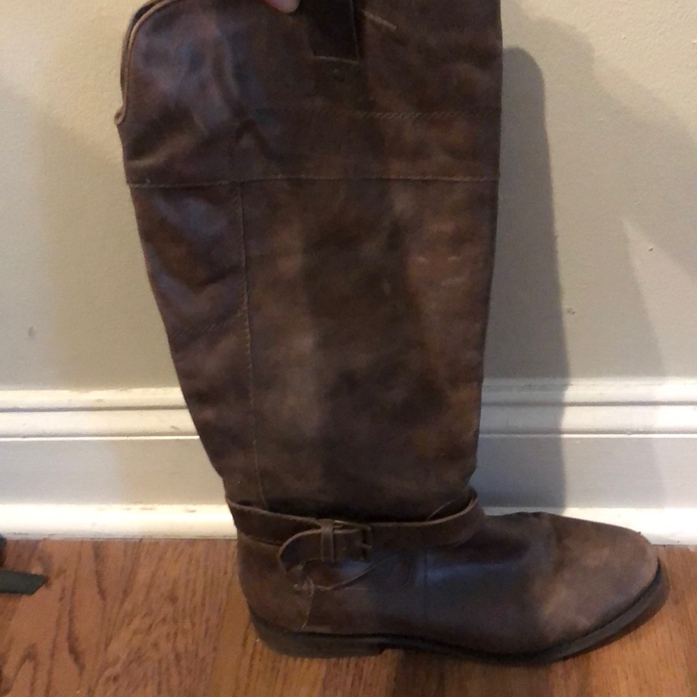 Brown leather riding boots